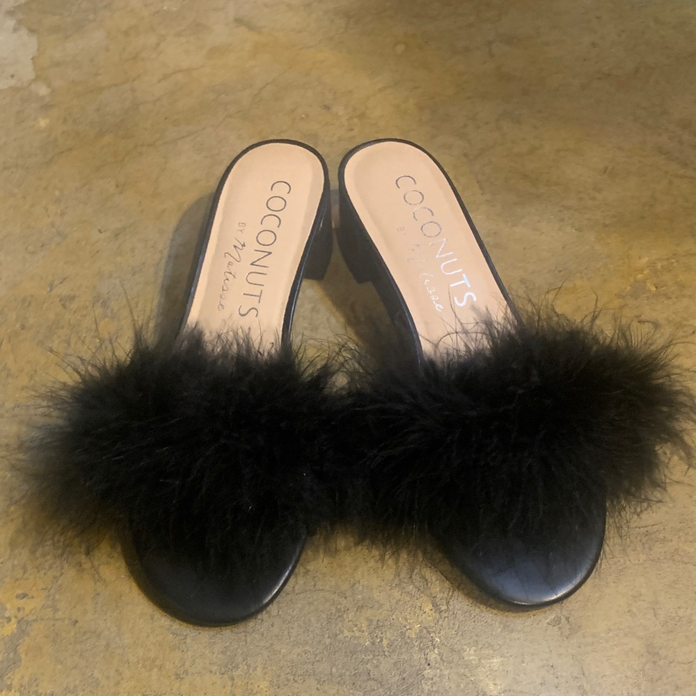 Coconuts by Matisse Black Fluffy Mules